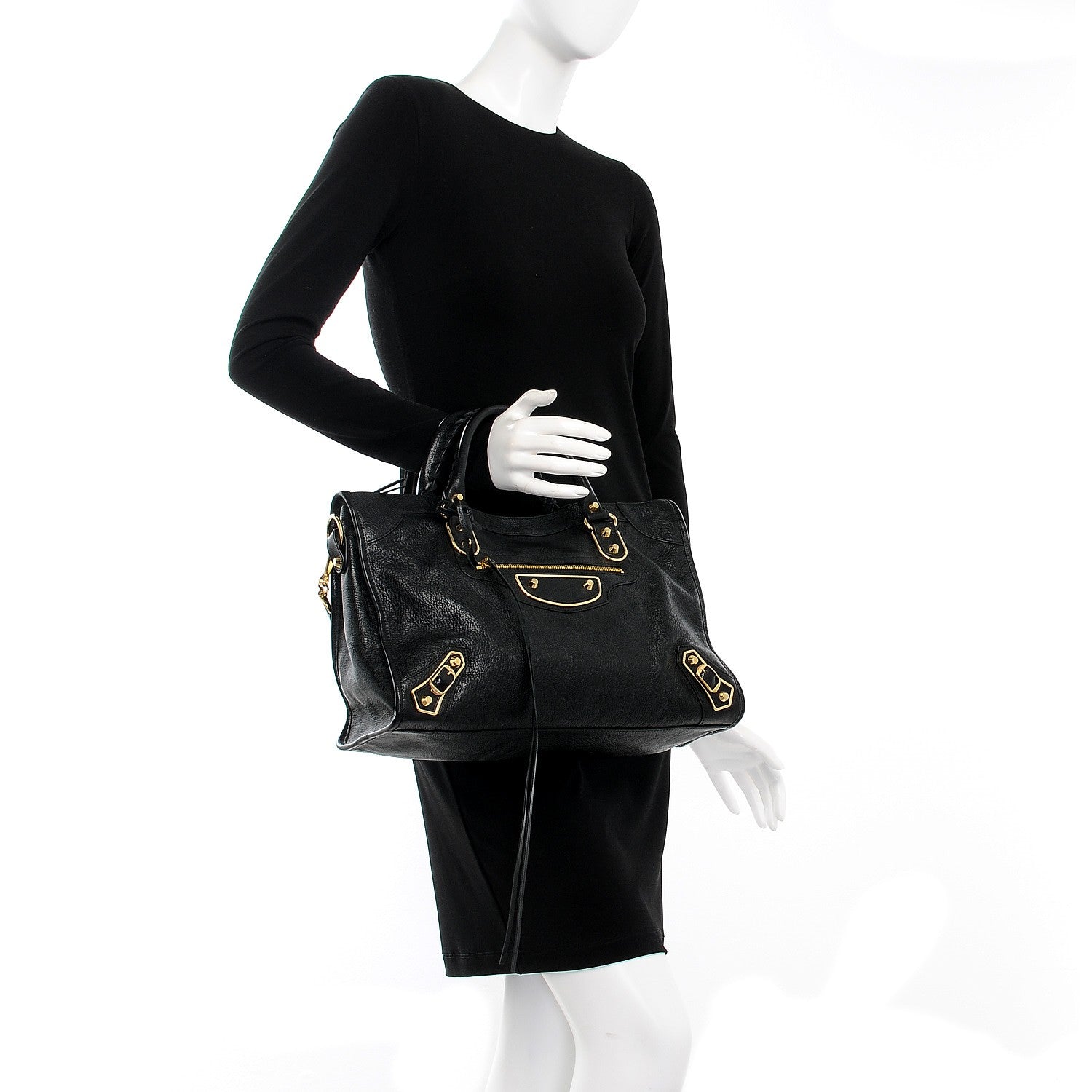 Balenciaga Chevre Gold Metallic Edge Hardware City Black 3 of 12