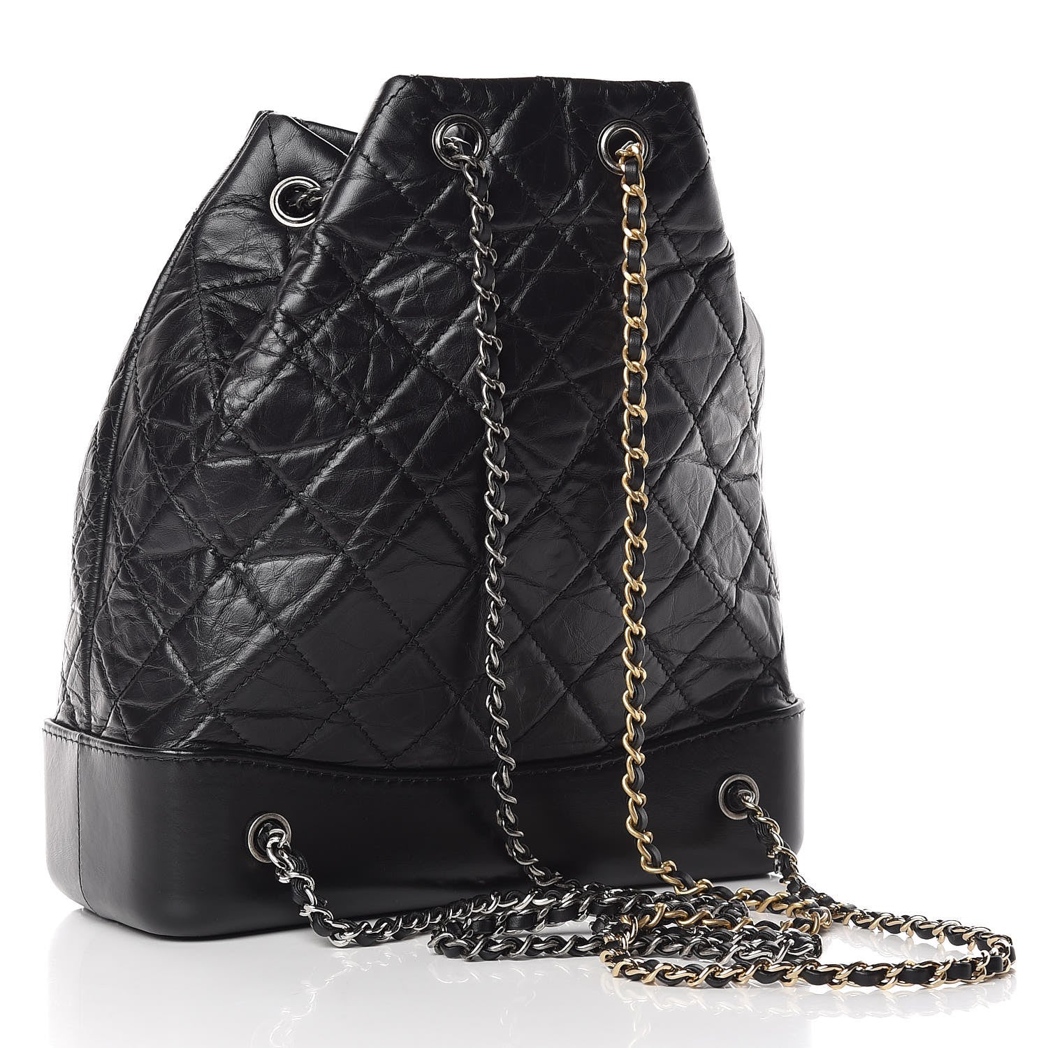 Chanel Aged Calfskin Quilted Gabrielle Backpack Black 3 of 9