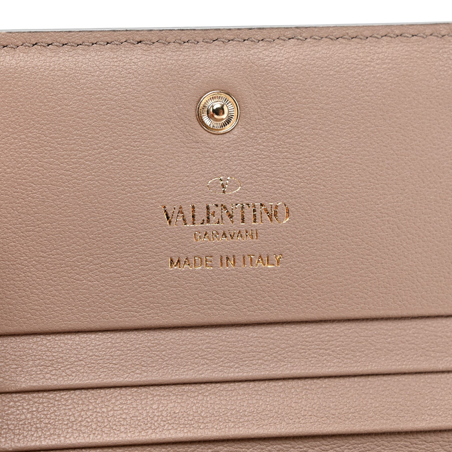 Calfskin Rockstud French Flap Wallet Poudre