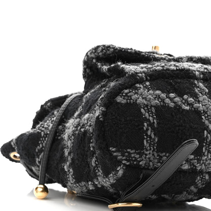 Chanel Wool Tweed Elegant Backpack Black Grey 9 of 10