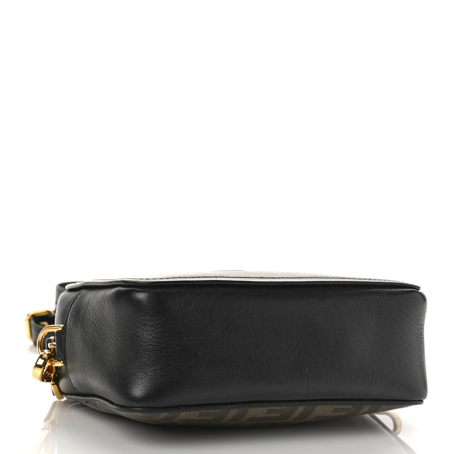 Glazed Fabric Vitello Century FF 1974 Stamp Patch Mini Camera Case Mogano Panna Black