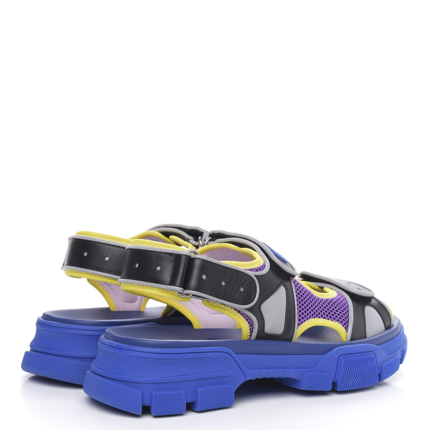 X SEGA Calfskin Mesh Mens Aguru Sandals 9 Black Blue Purple