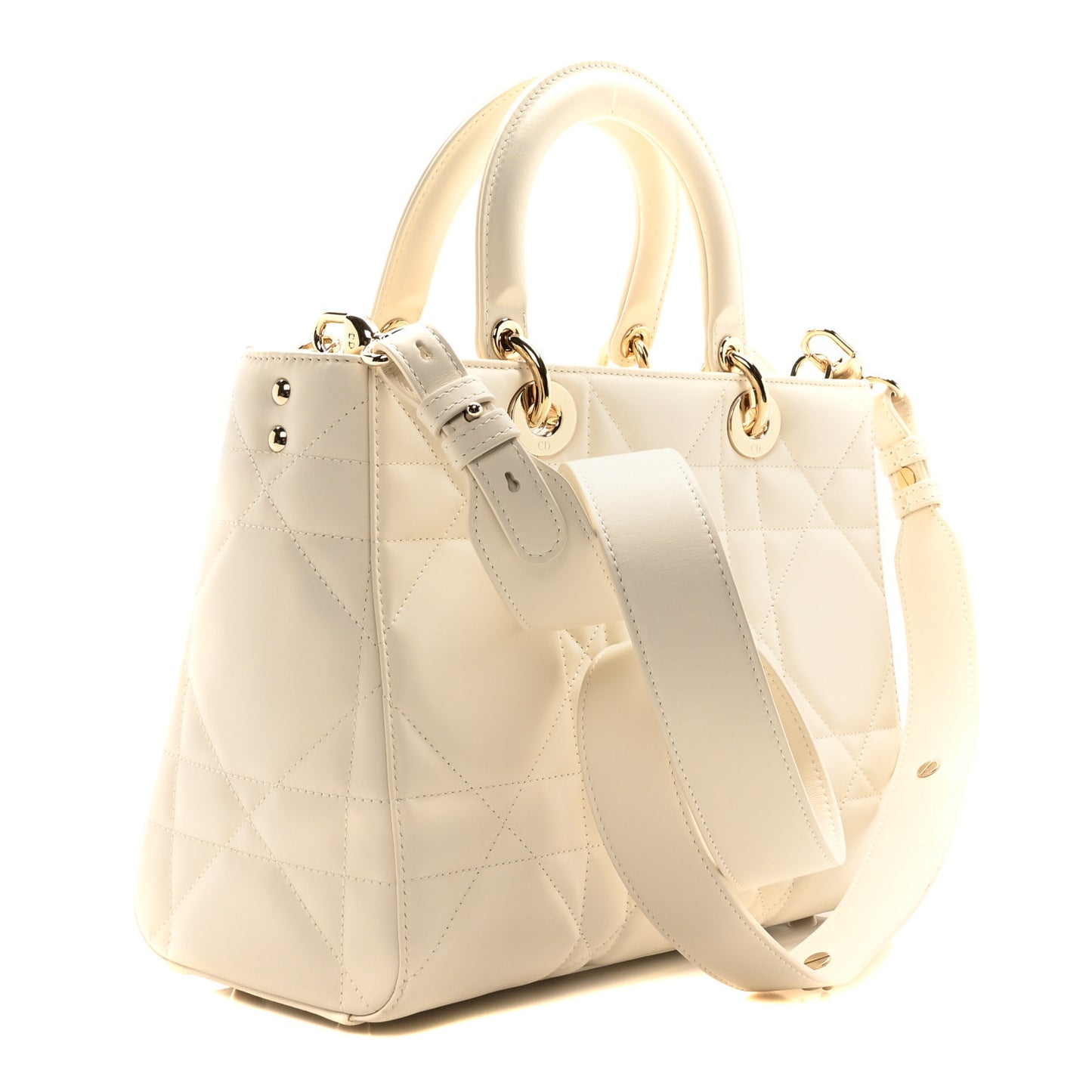 Calfskin Maxi Cannage Medium My ABCDior Lady D-Sire Tote White