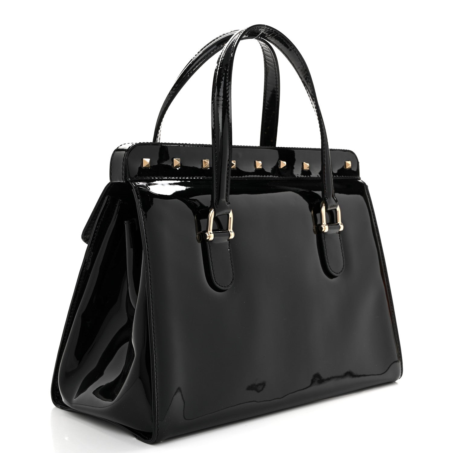 Valentino Garavani Patent Rockstud Tote Black 3 of 13