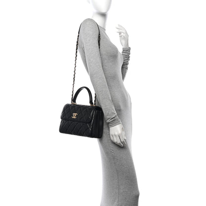 Chanel Lambskin Quilted Small Trendy CC Dual Handle Flap Bag Black 2 of 10