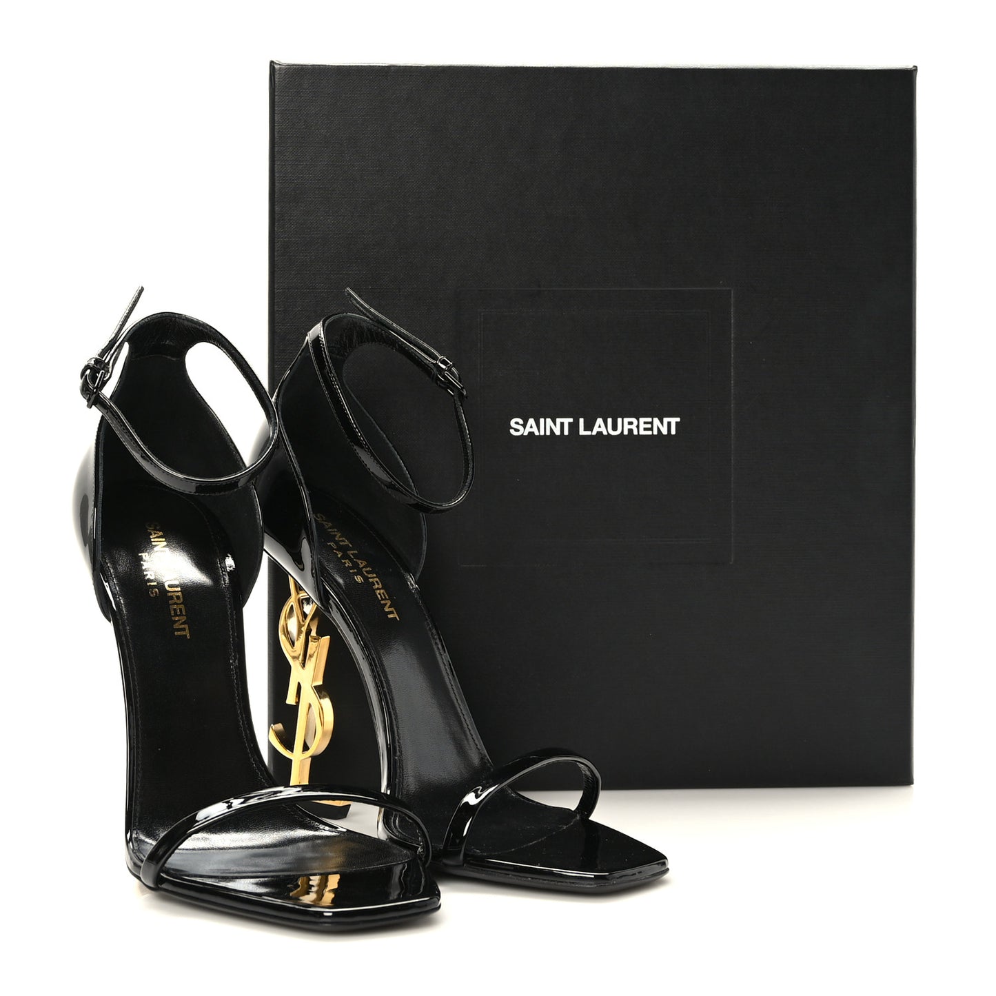 Patent Calfskin Opyum 110 Sandals 39 Black Gold