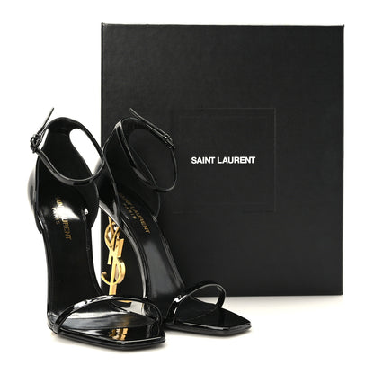 Saint Laurent Patent Calfskin Opyum 110 Sandals 39 Black Gold 8 of 8