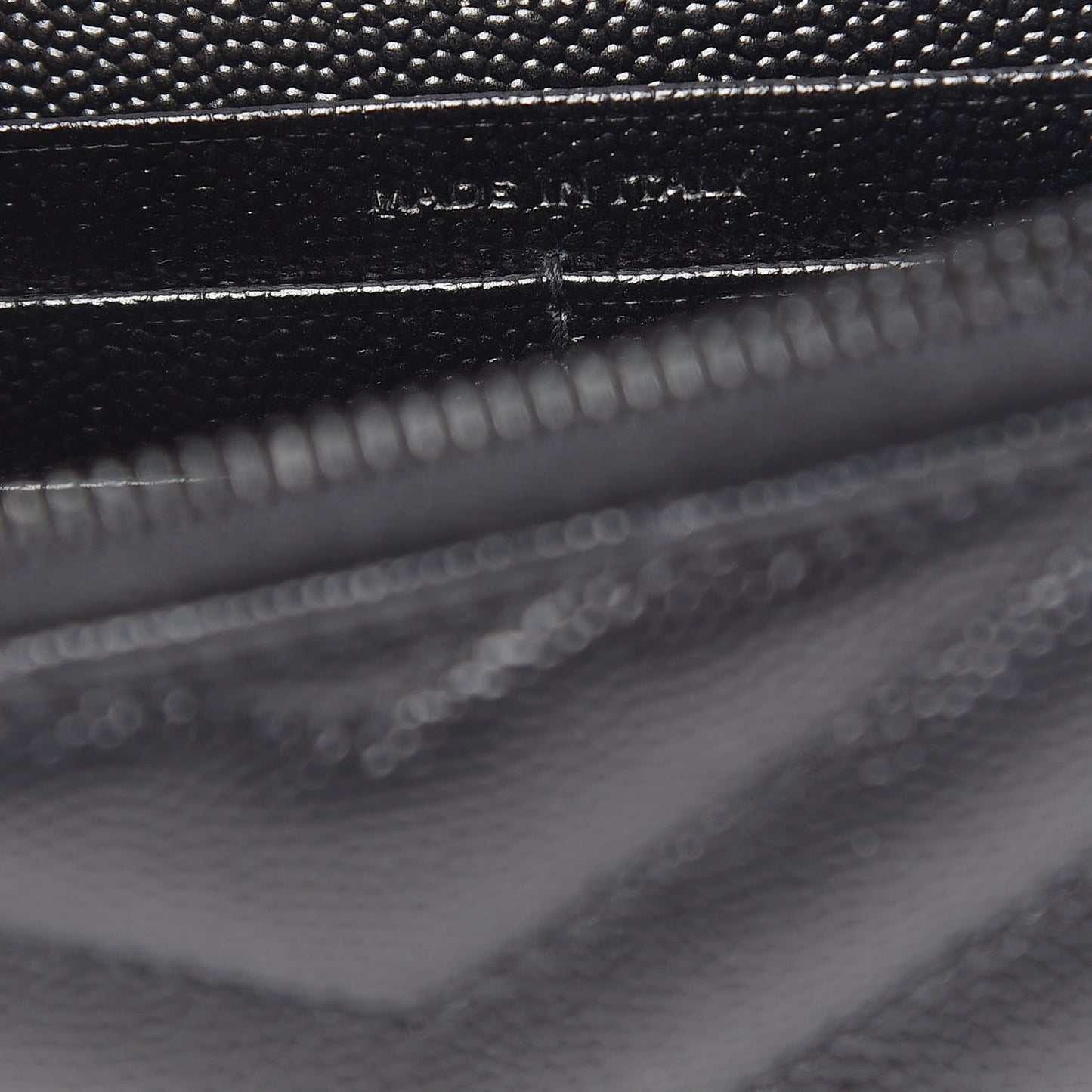 Grain De Poudre Matelasse Chevron Monogram Envelope Chain Wallet Black