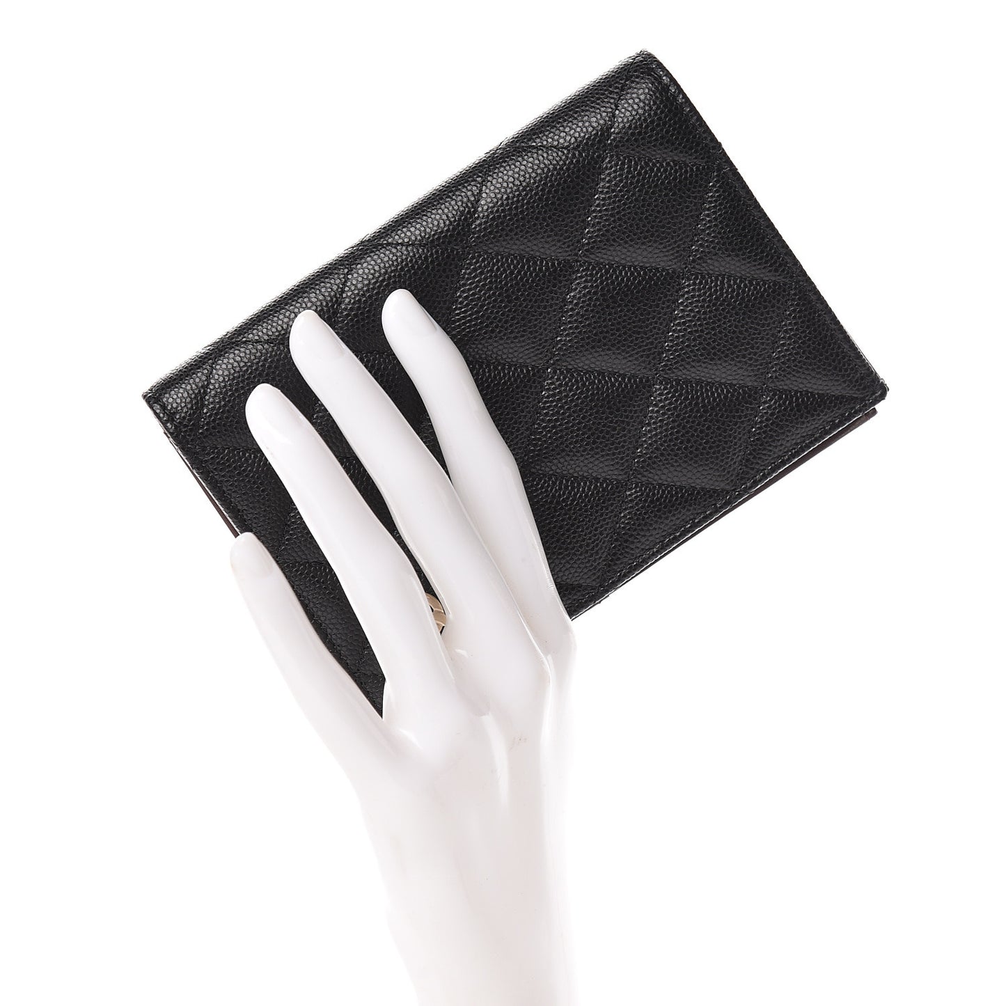 Caviar Quilted Passport Holder Black