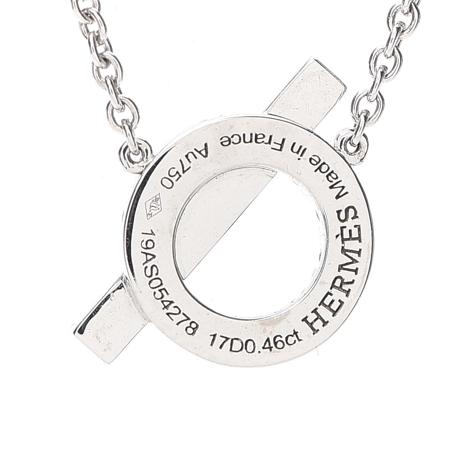 Hermes 18K White Gold Diamond Finesse Pendant Necklace 5 of 6