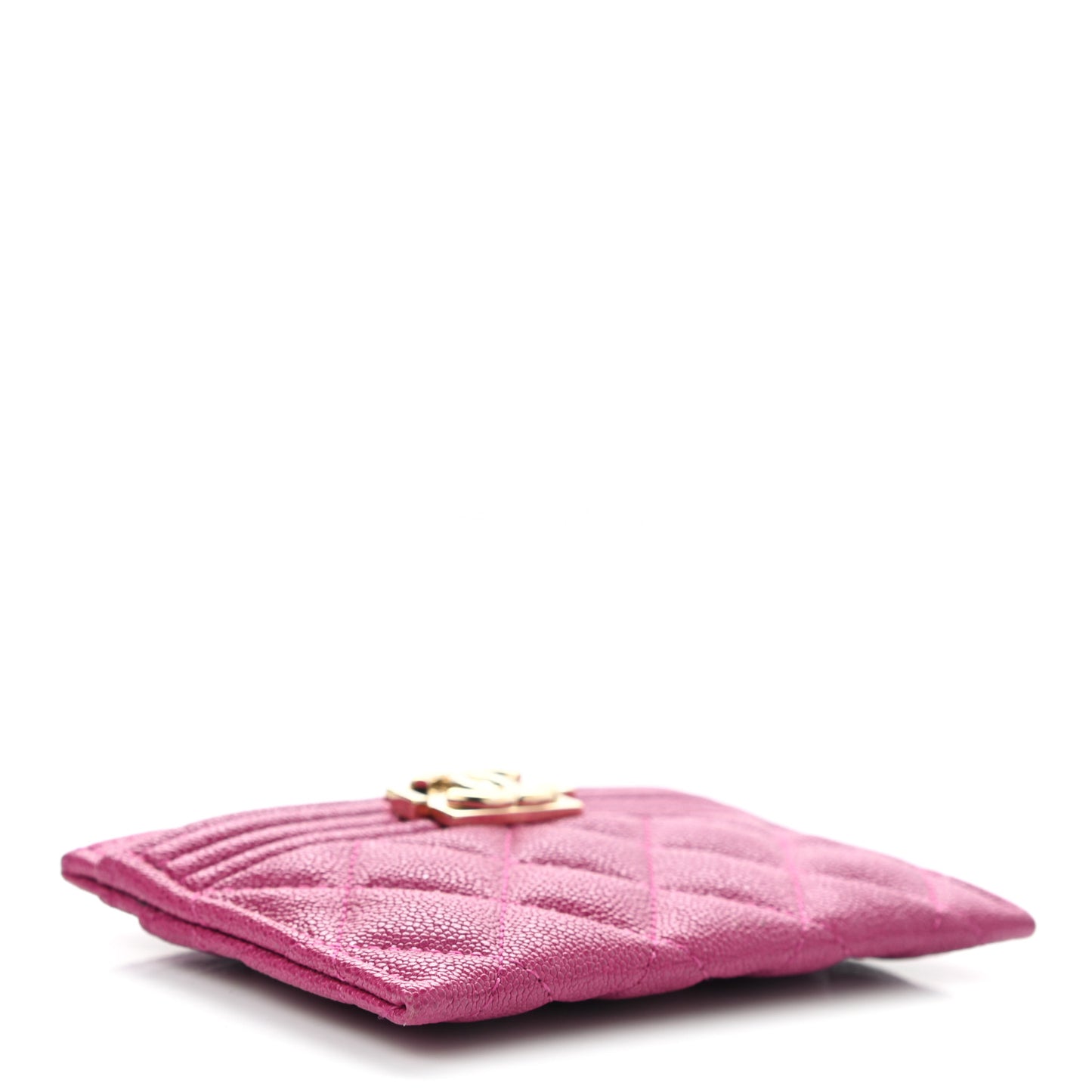 Caviar Quilted Boy Card Holder Fuchsia