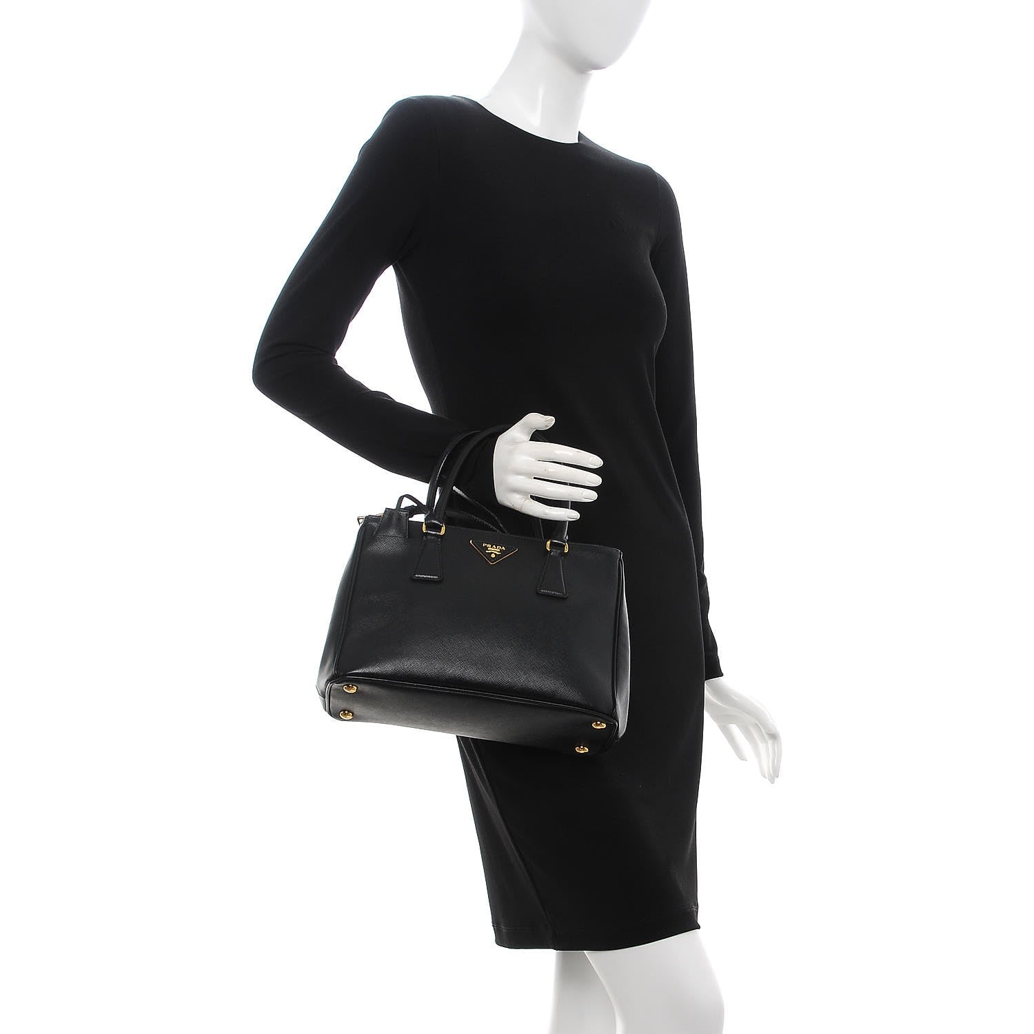 Prada Saffiano Small Galleria Double Zip Tote Black 3 of 11