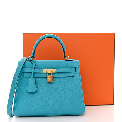 Hermes Togo Kelly Retourne 25 Bleu du Nord 14 of 14