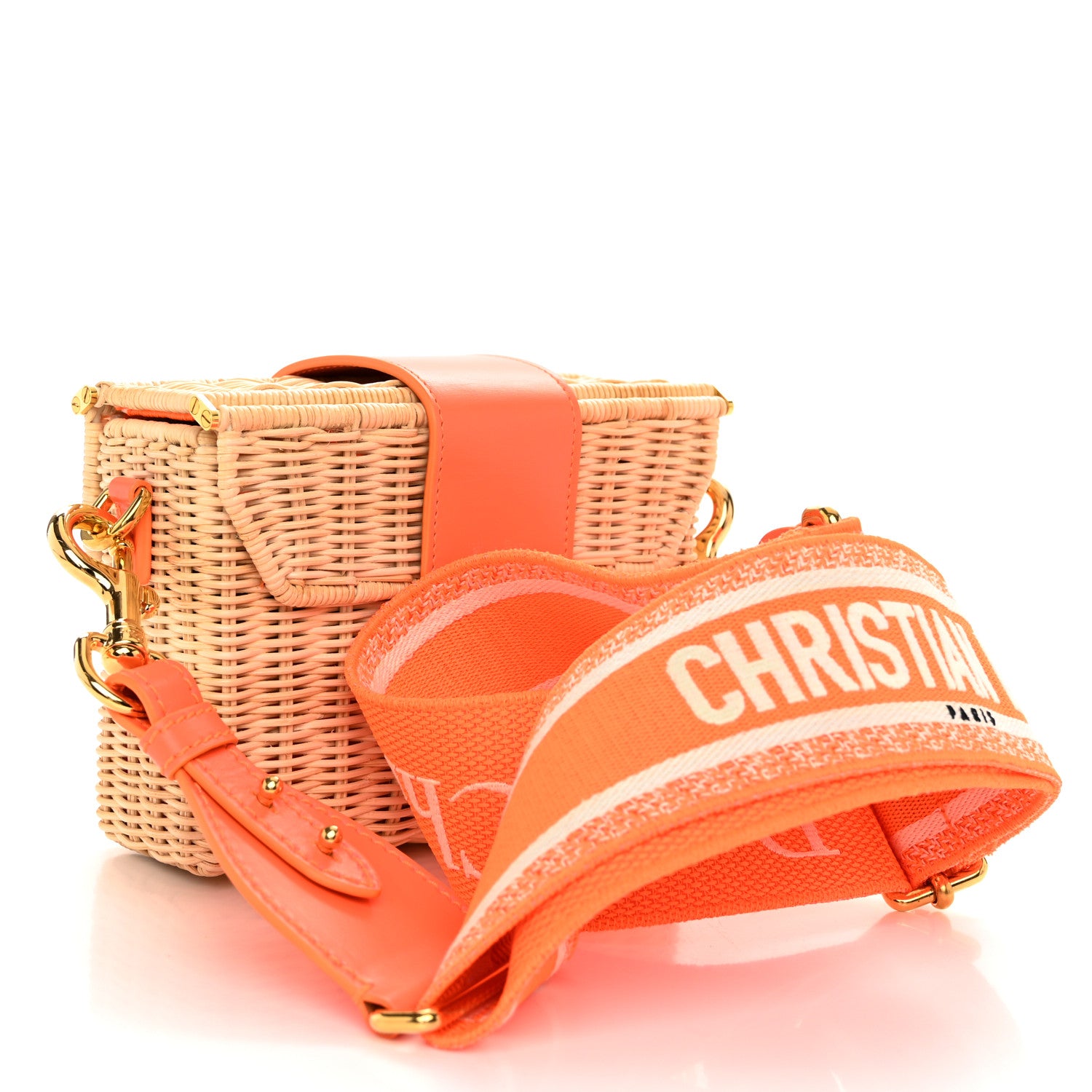 Christian Dior Wicker Oblique 30 Montaigne Box Bag Fluorescent Orange 3 of 10