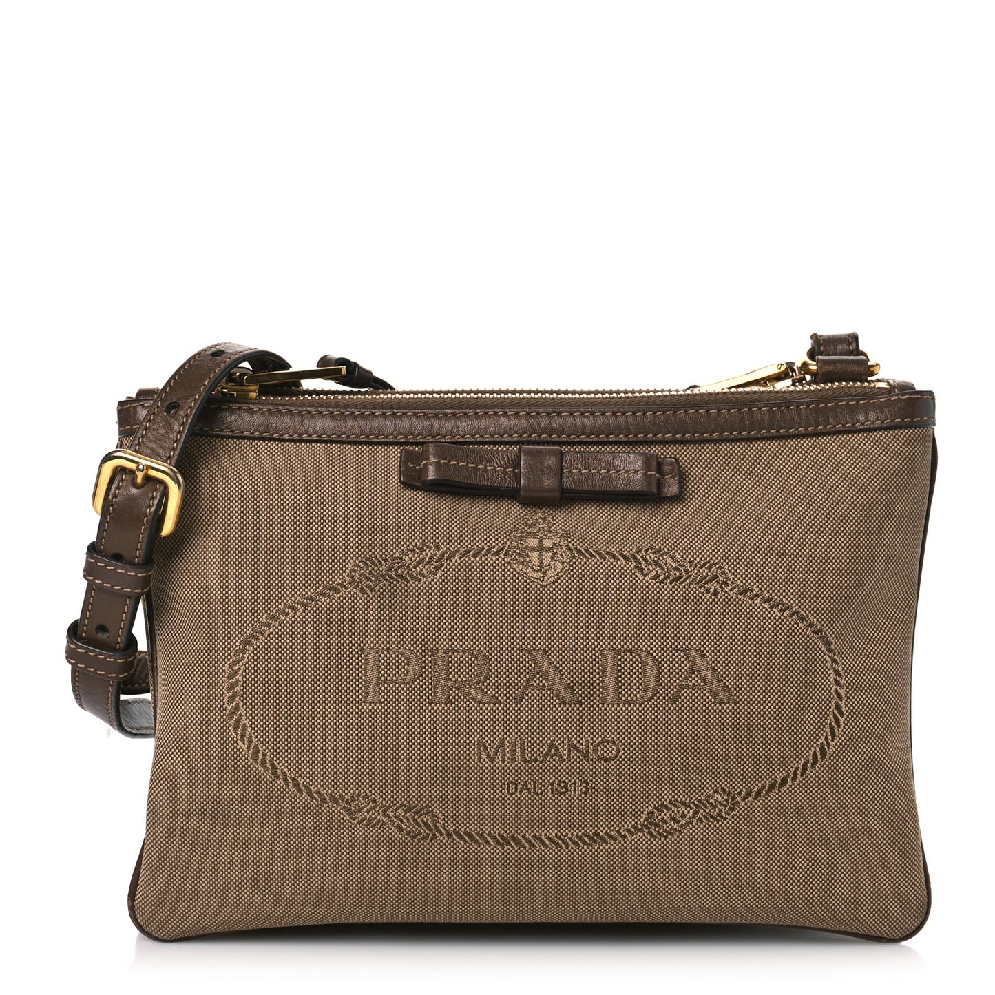 Jacquard Logo Flat Crossbody Bag Corda Bruciato