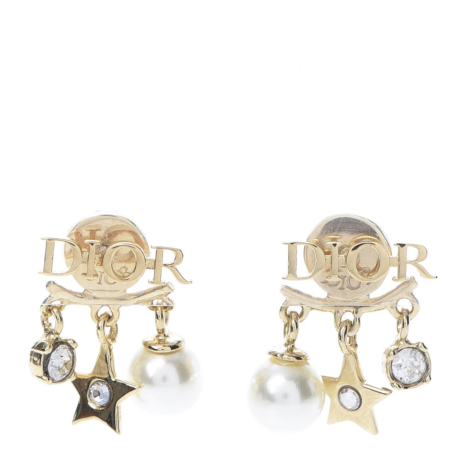 Christian Dior Pearl Crystal Dio(r)evolution Earrings Aged Gold 1 of 5