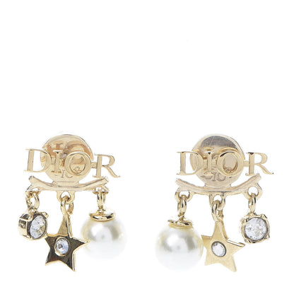 Christian Dior Pearl Crystal Dio(r)evolution Earrings Aged Gold 1 of 5