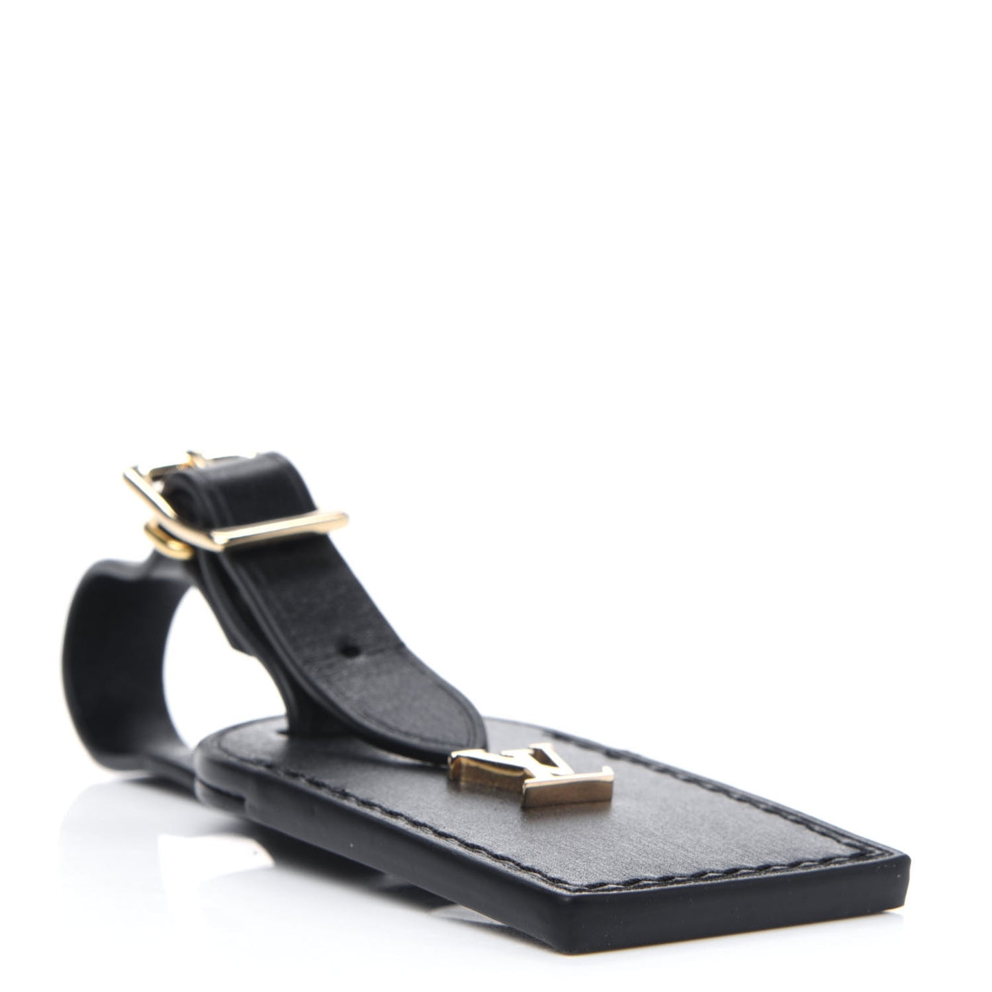 Calfskin City Steamer Luggage Tag Black