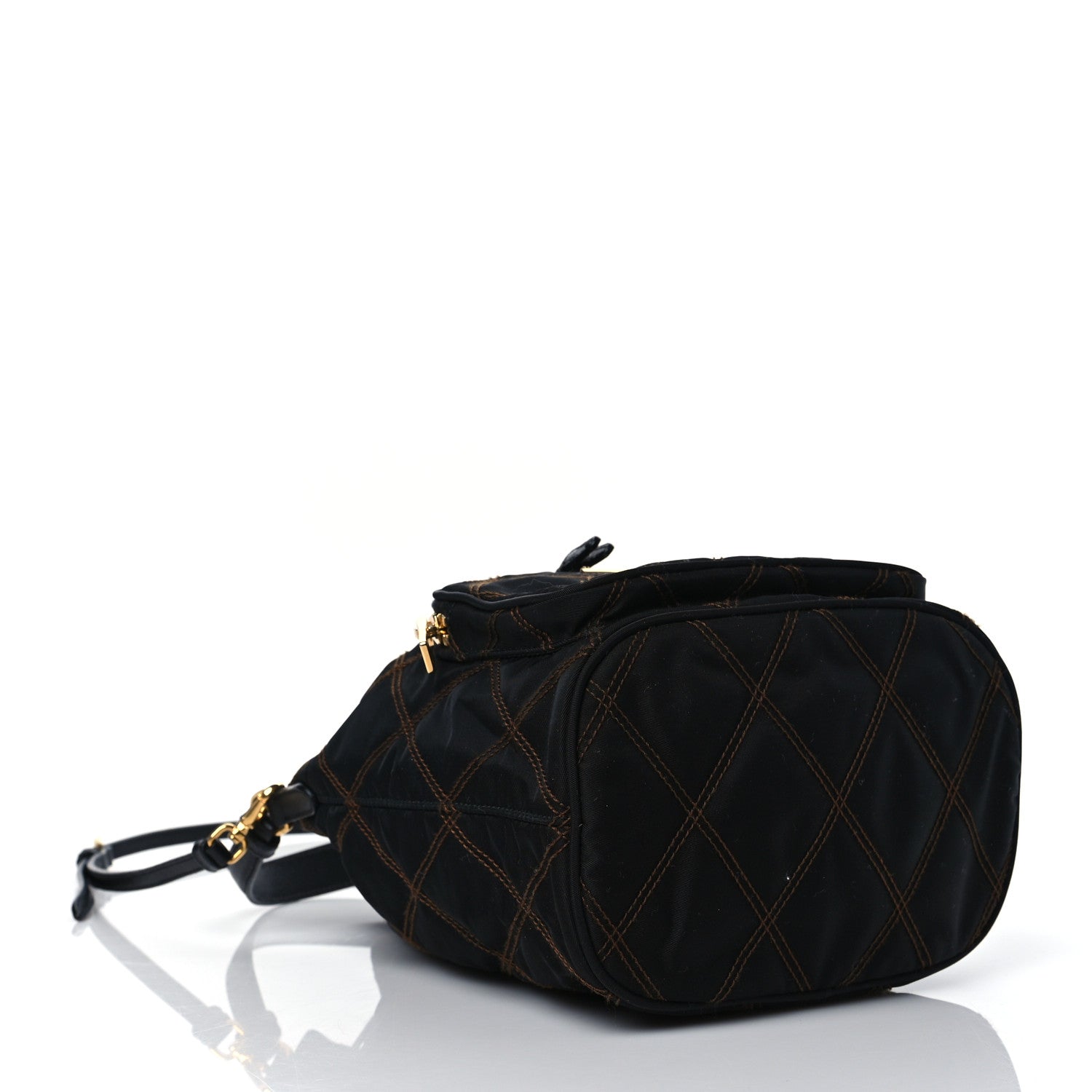 Prada Saffiano Tessuto Nylon Impunturato Quilted Mini Bucket Crossbody Bag Black 3 of 9