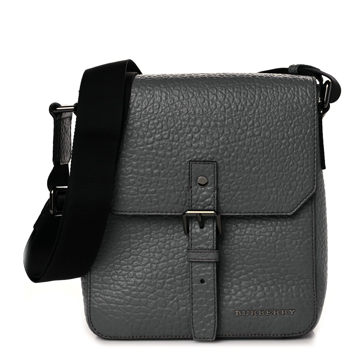 Grainy Calfskin Heritage Grain Mini Crossbody Bag Grey