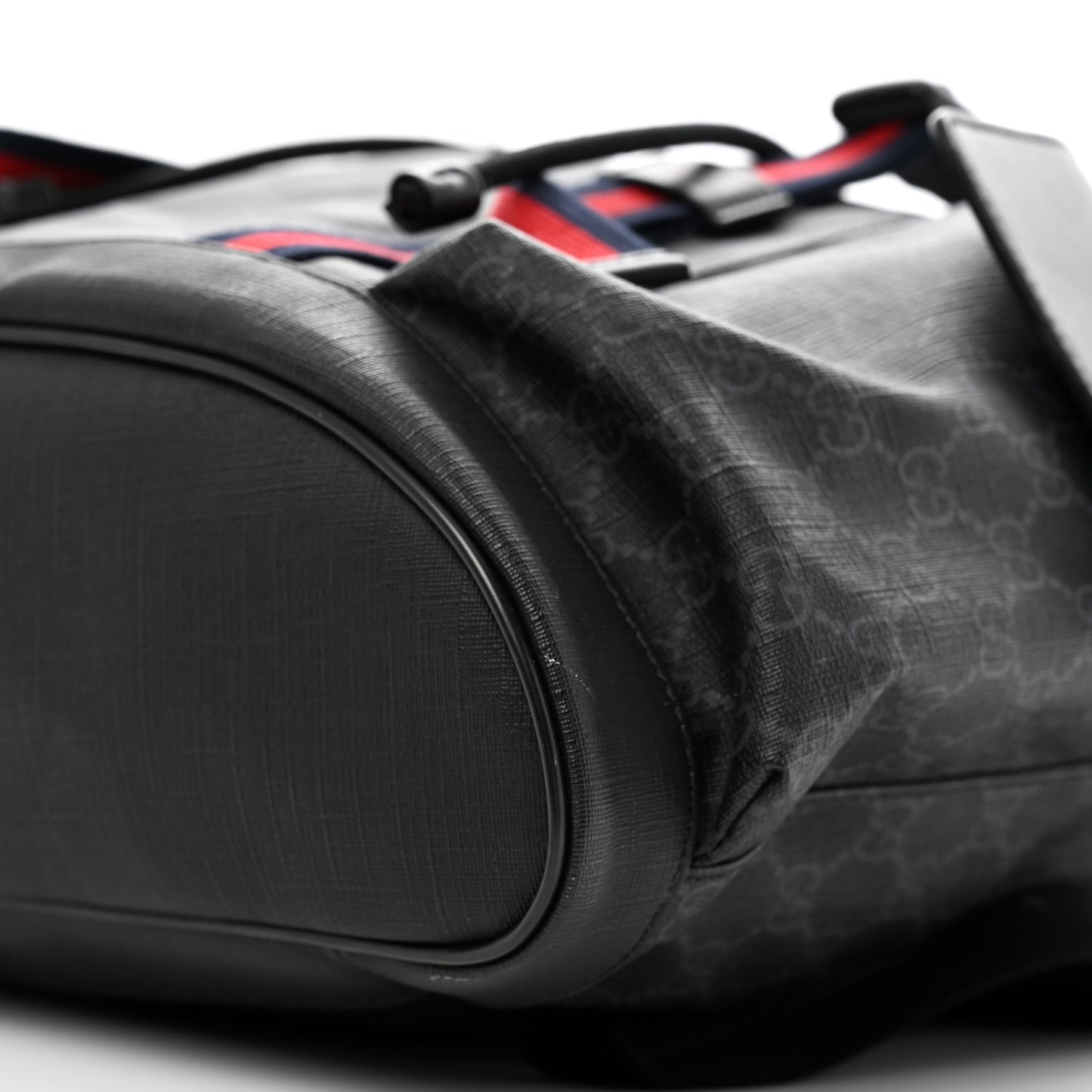 Soft GG Supreme Monogram Calfskin Web Double Buckle Backpack Black