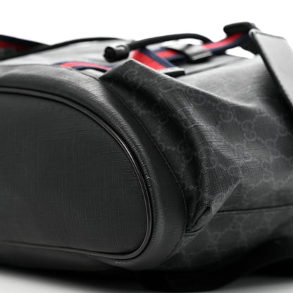 Gucci Soft GG Supreme Monogram Calfskin Web Double Buckle Backpack Black 9 of 14