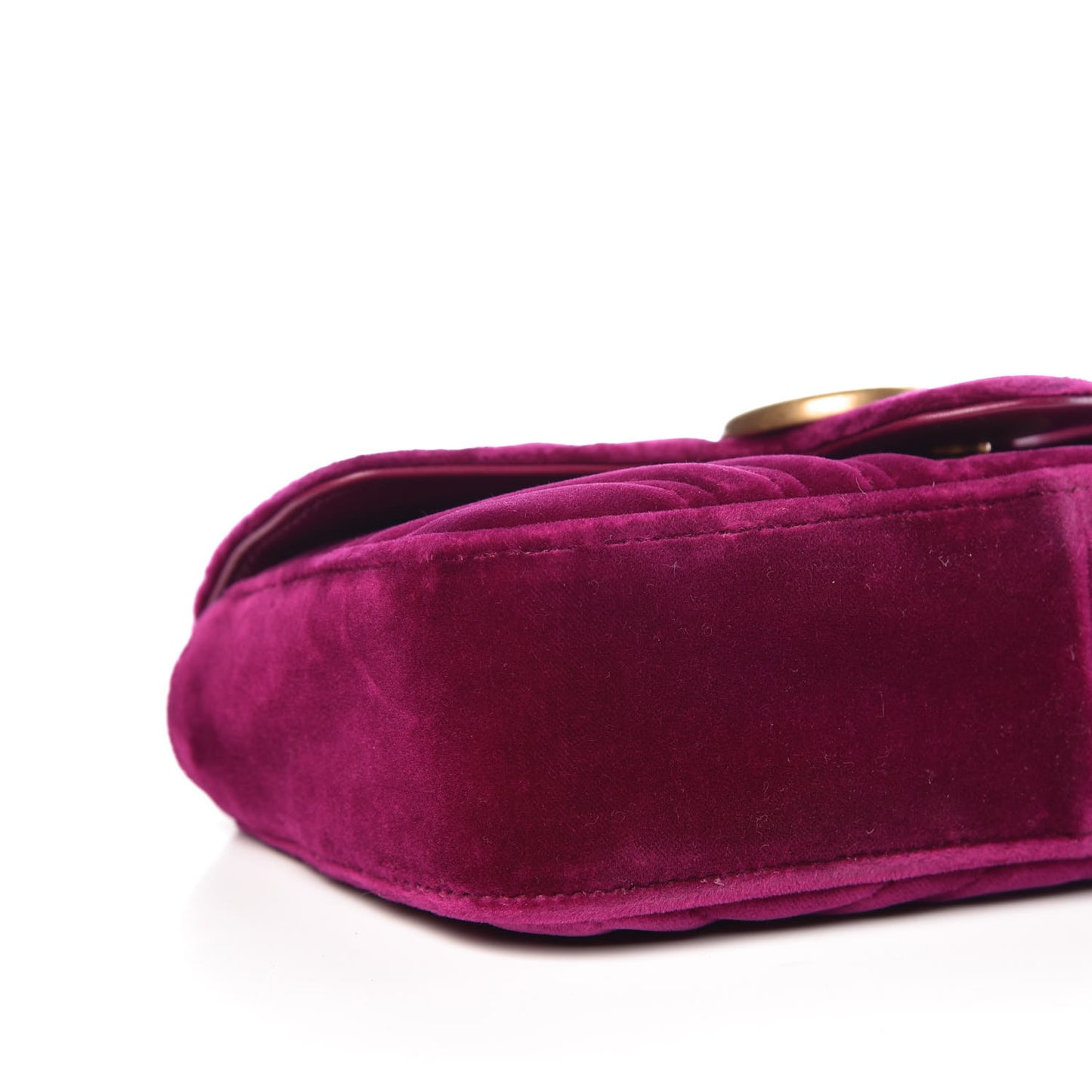 Velvet Matelasse Mini GG Marmont Shoulder Bag Fuchsia Violet Cyclamen