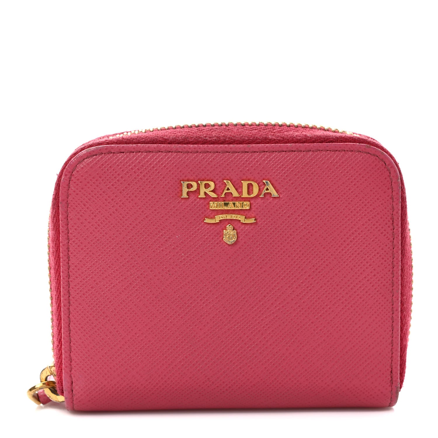 Prada Saffiano Metal Zip Coin Purse Peonia 1 of 7