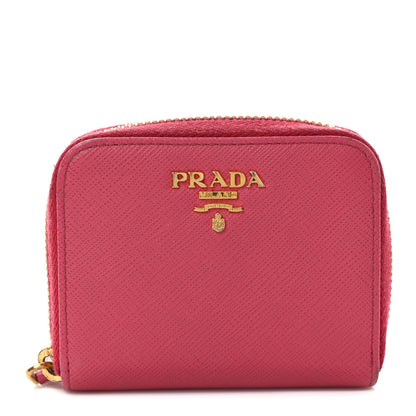 Prada Saffiano Metal Zip Coin Purse Peonia 1 of 7
