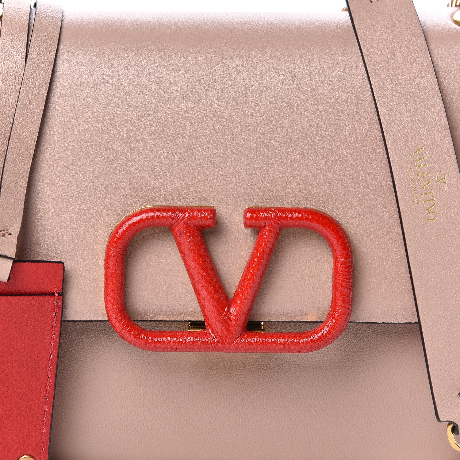 Valentino Garavani Smooth Calfskin Small VLock Shoulder Bag Poudre Rouge Pur 9 of 9