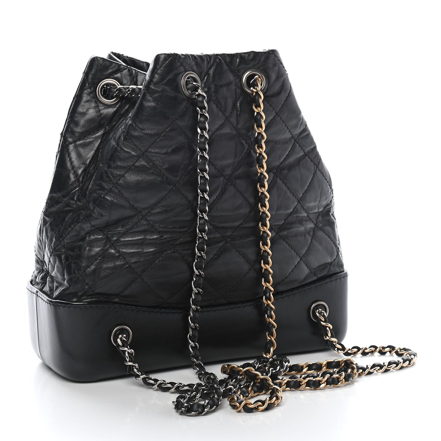 Aged Calfskin Quilted Small Gabrielle Backpack Black