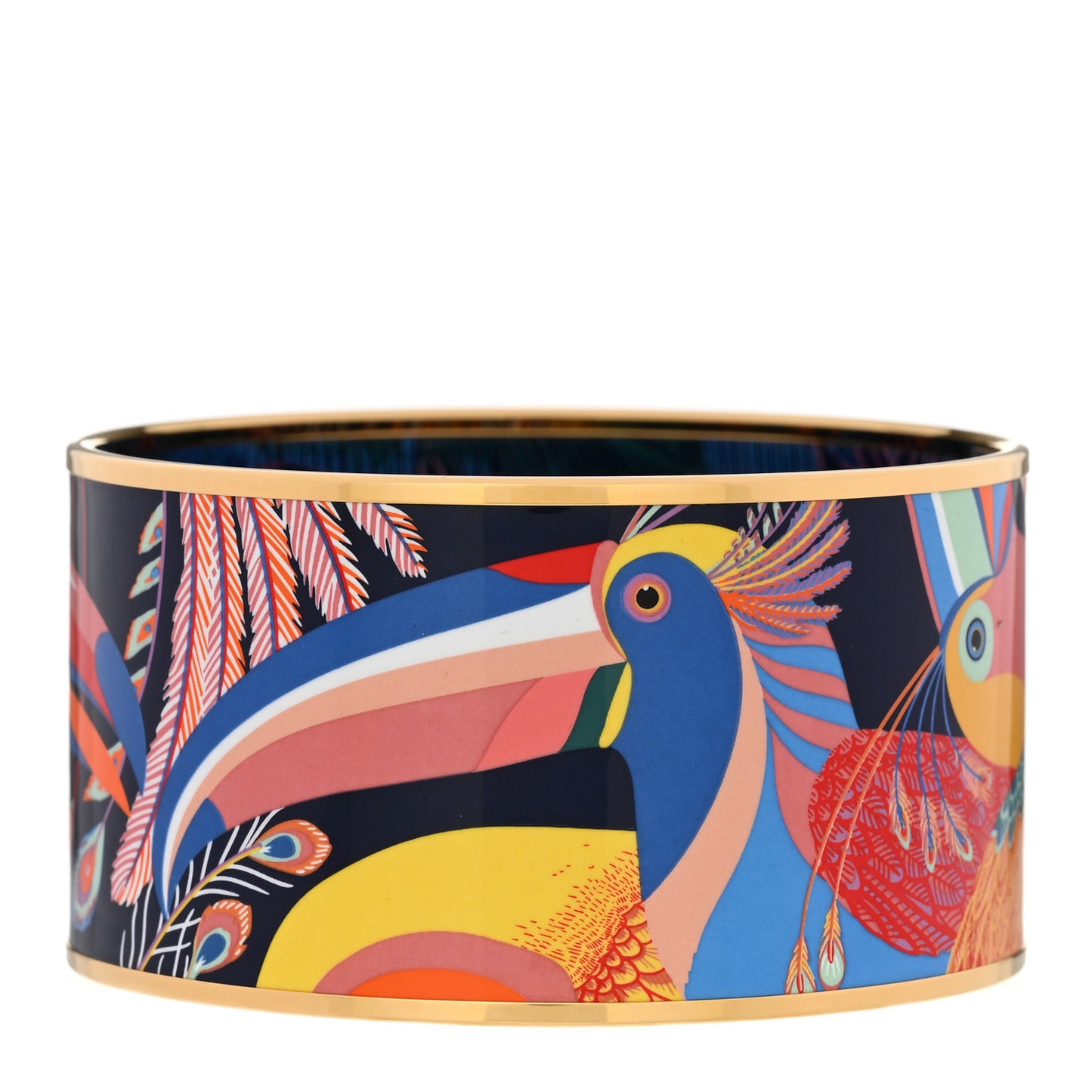 Enamel Toucans De Paradis Extra Wide Bracelet 70 Indigo