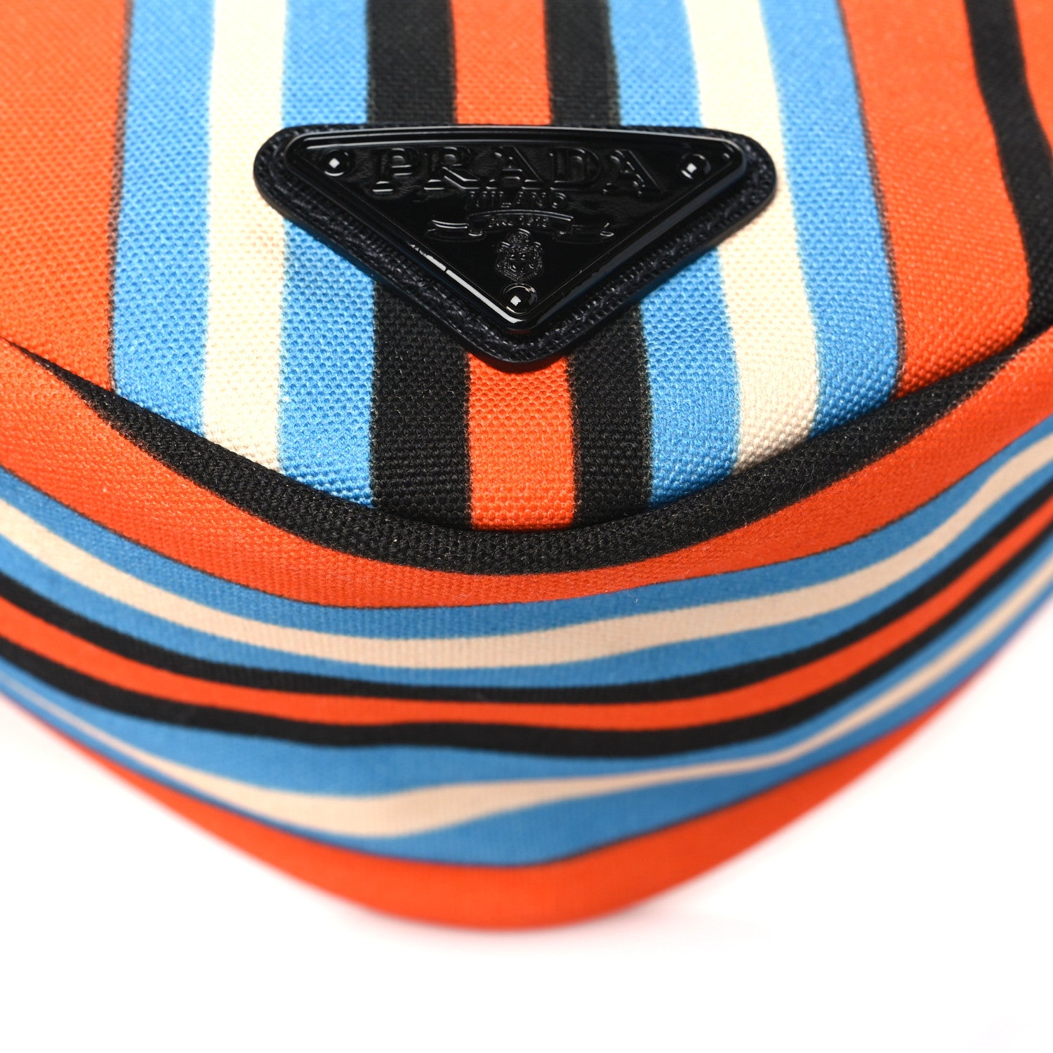 Prada Canvas Baiadera Stripe Wristlet Pouch Arancio 8 of 9