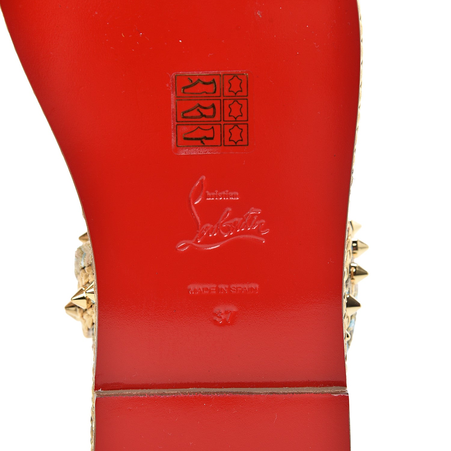 Christian Louboutin Calfskin Braided Normandie Flat Slide Sandals 37 Gold 6 of 8