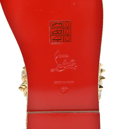Christian Louboutin Calfskin Braided Normandie Flat Slide Sandals 37 Gold 6 of 8