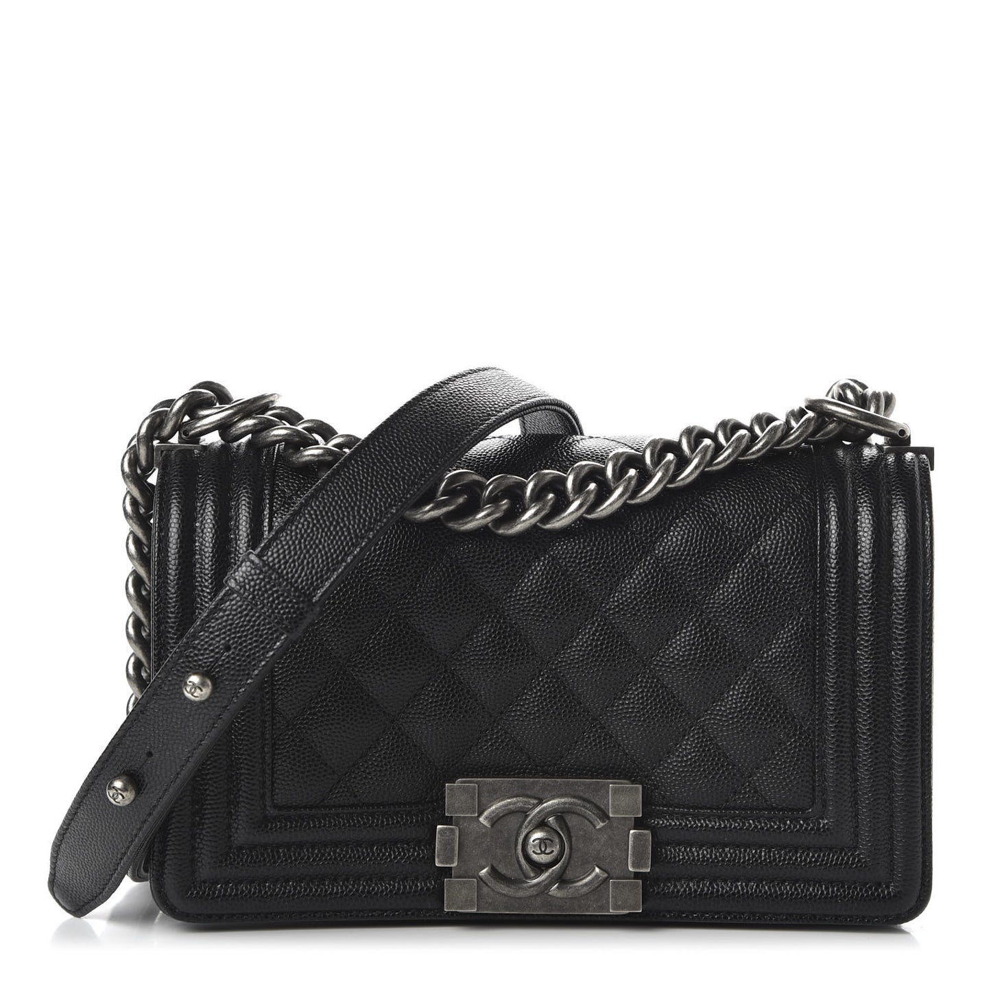 Caviar Quilted Small Boy Flap Black