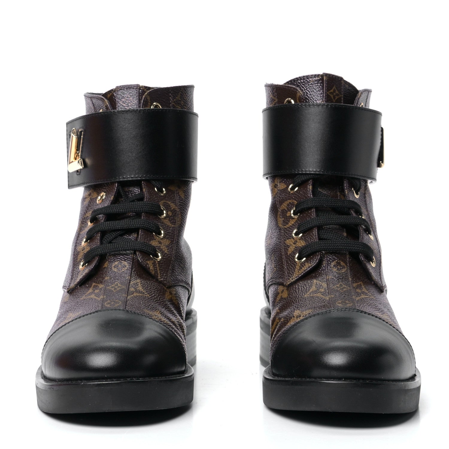 Louis Vuitton Calfskin Monogram Wonderland Flat Ranger Boots 40 Black 2 of 10