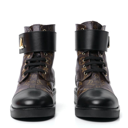 Louis Vuitton Calfskin Monogram Wonderland Flat Ranger Boots 40 Black 2 of 10