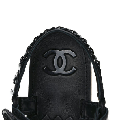 Chanel Laminated Goatskin Chain Sandals 40 Black 7 of 9