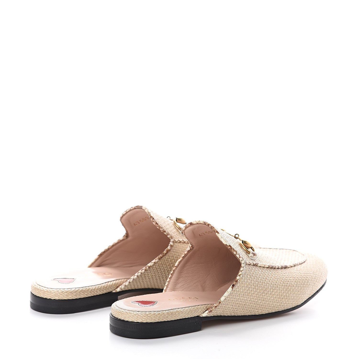 Gucci Straw Elaphe Womens Princetown Slippers 37 Natural Cream Brown 4 of 7