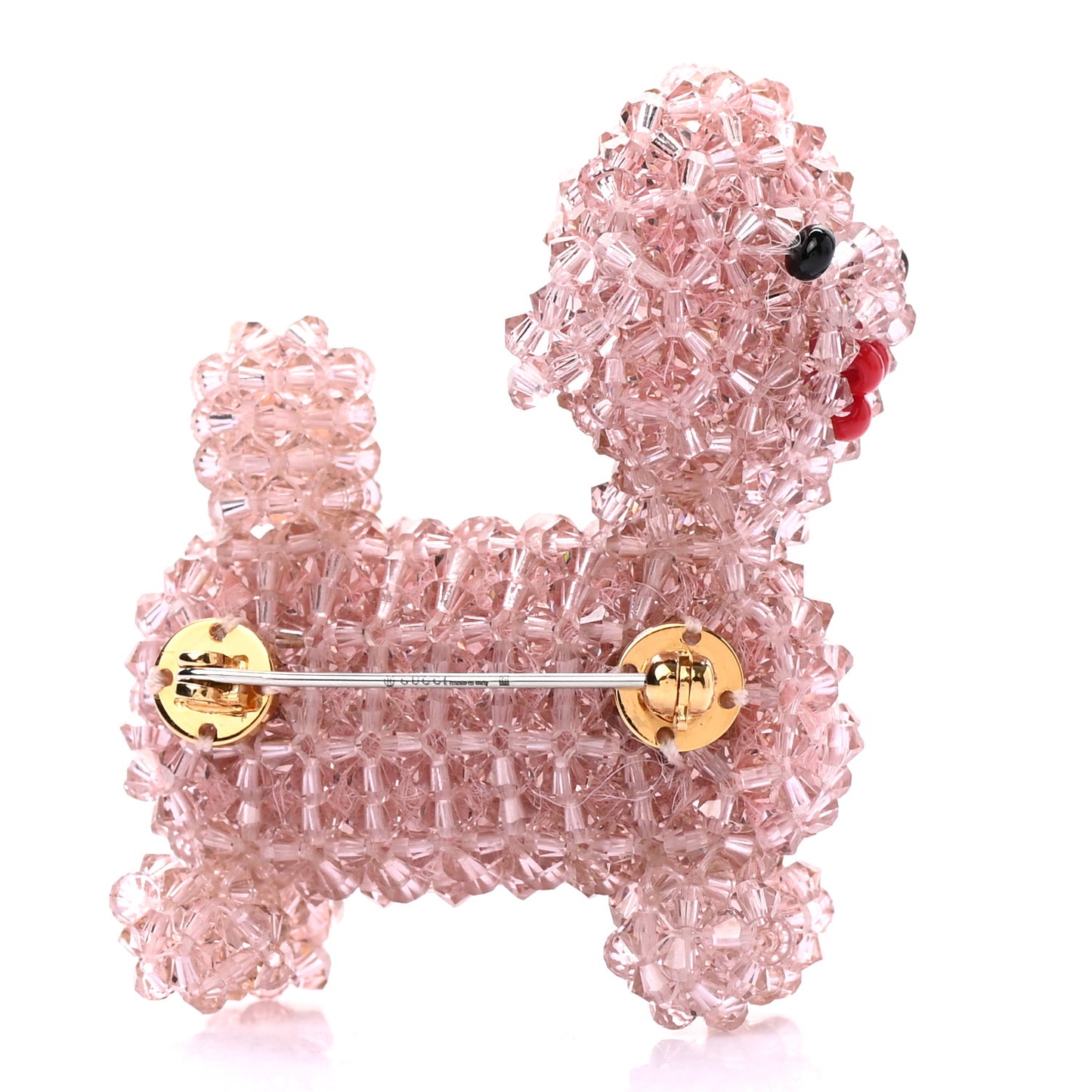 Beaded Dog Brooch Pink