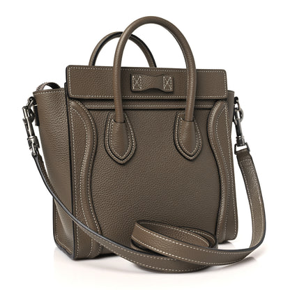 Celine Drummed Calfskin Nano Luggage Souris 3 of 11