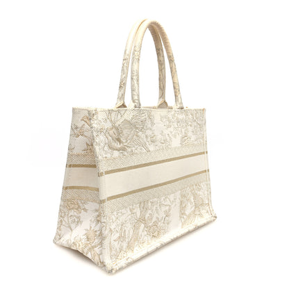 Christian Dior Canvas Embroidered Jardin D'Hiver Medium Book Tote Gold 3 of 11