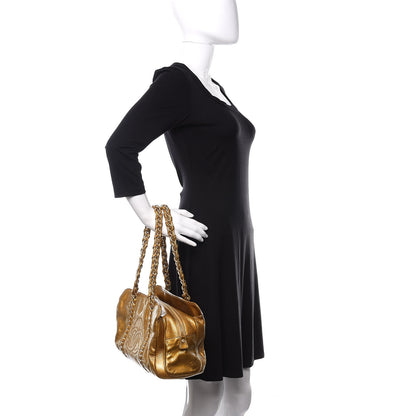 Chanel Crinkled Patent Modern Chain Tote Gold 2 of 12
