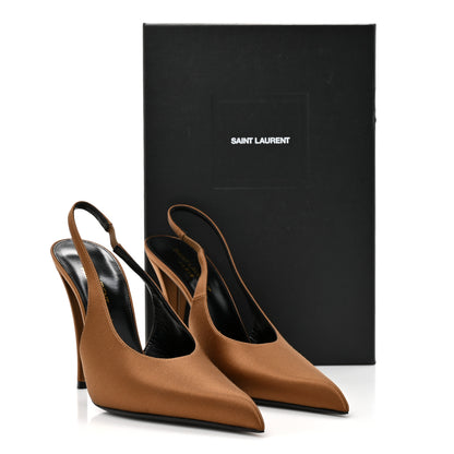 Saint Laurent Silk Satin Faye 110 Pumps 38 Deep Cognac 9 of 9