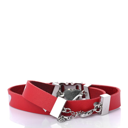 Christian Dior Calfskin Dior Heart Double Bracelet Red 3 of 5