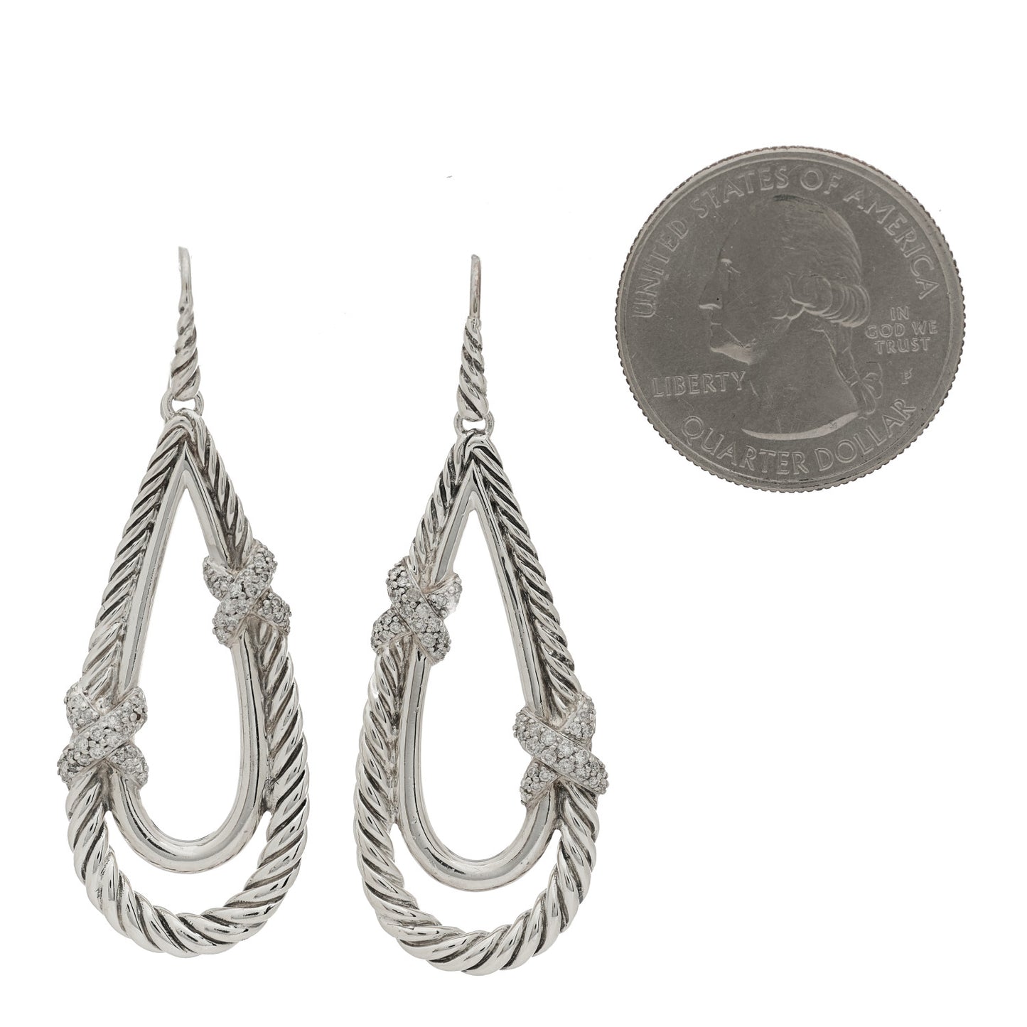 Sterling Silver Diamond X Drop Earrings