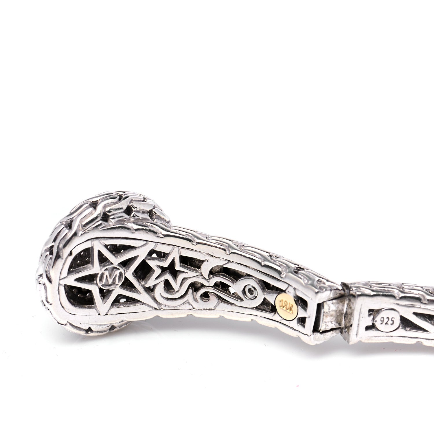 John Hardy Sterling Silver Diamond Classic Chain Kick Cuff Bracelet 4 of 6