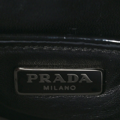 Prada Spazzolato Floral Camera Crossbody Black White 7 of 9