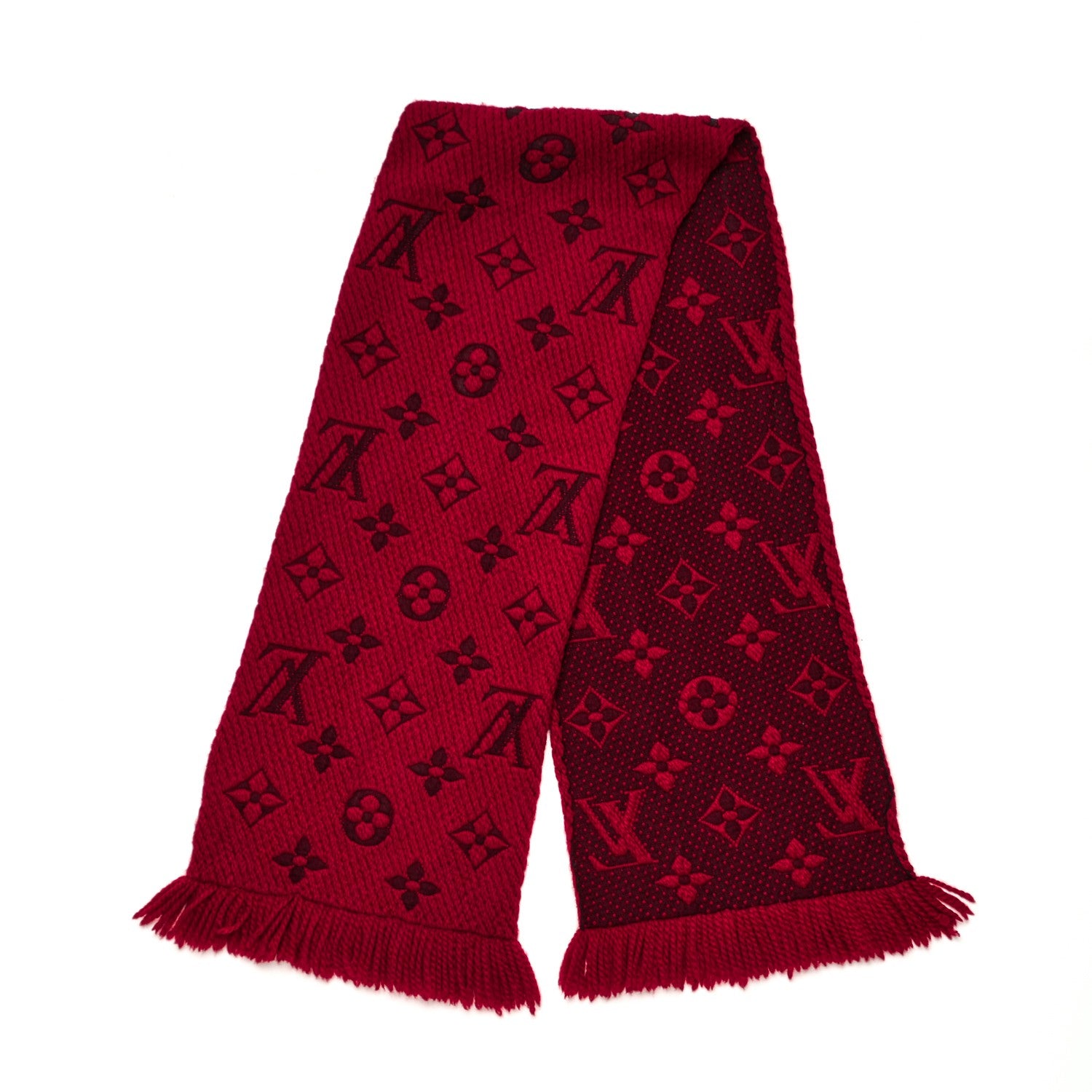 Louis Vuitton Wool Silk Logomania Scarf Rubis 4 of 5
